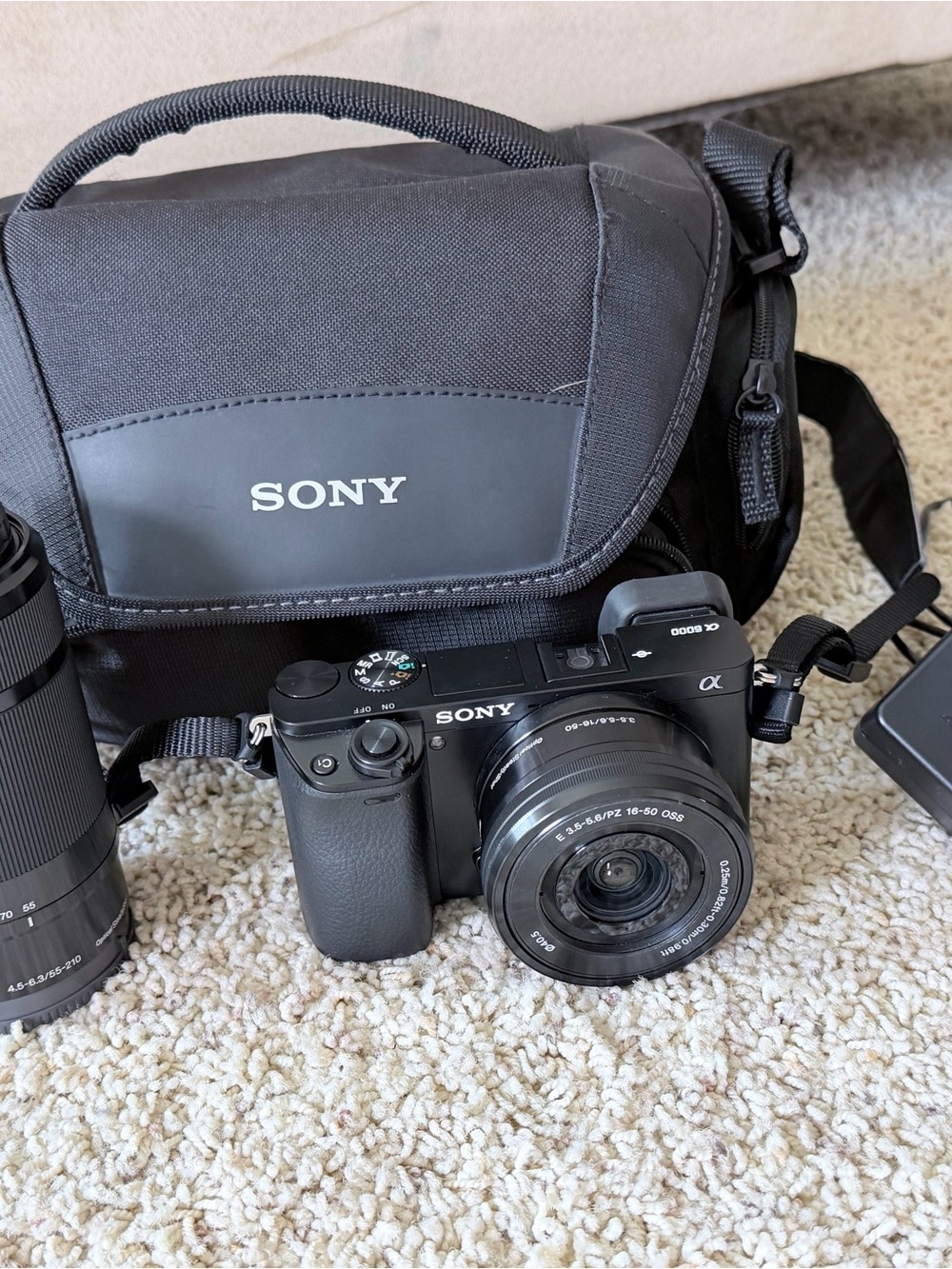 Sony Black Alpha Mirrorless Camera with 16-50mm Lens and Carry Bag